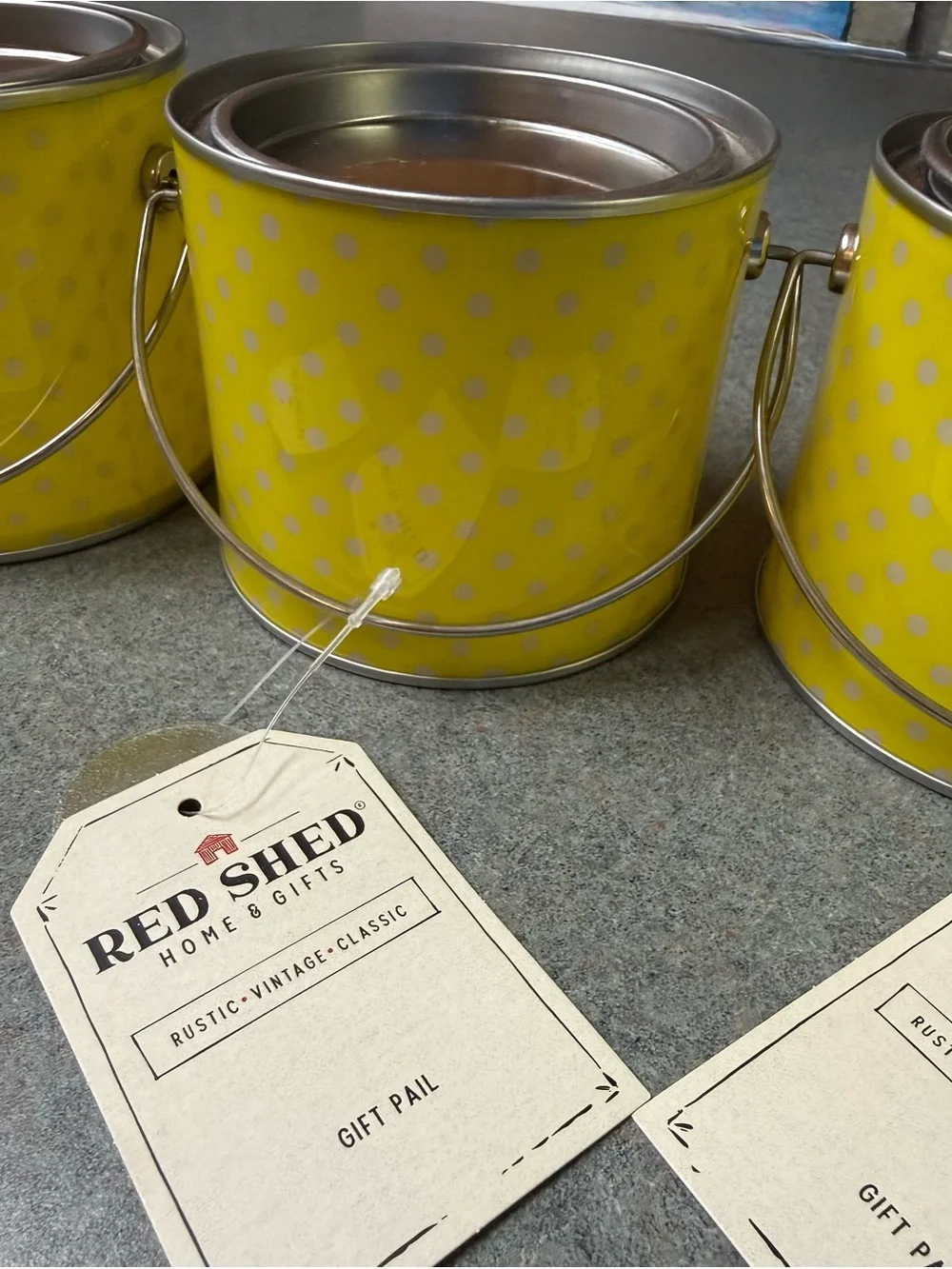 Red Shed Yellow Polka Dot Gift Pail - Set of 3